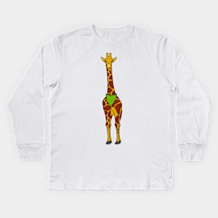 Giraffe with Scarf Kids Long Sleeve T-Shirt